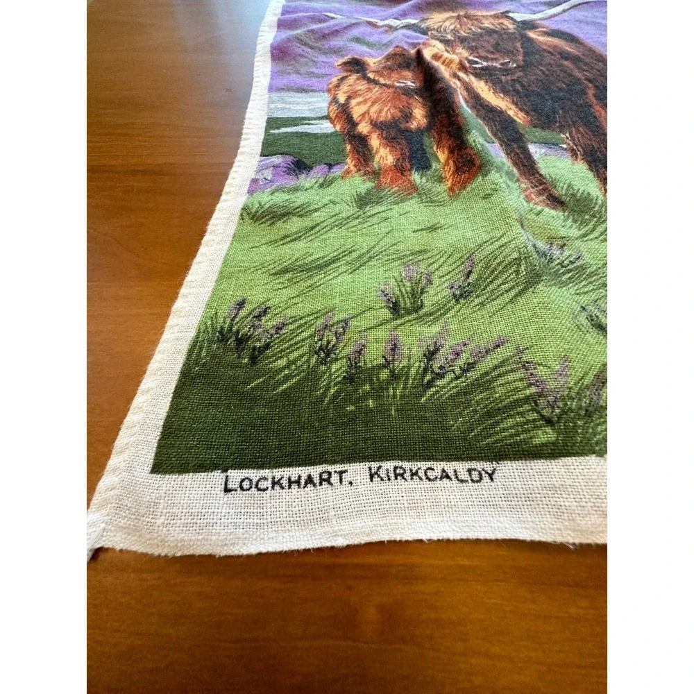 Scottish linen tea towel Highland Cattle